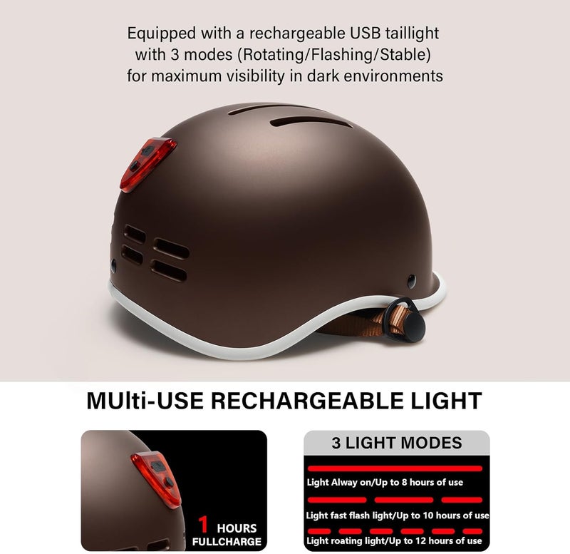 EXCLUSKY Bike Helmet for Adults,Adjustable Cycling Helmet for Men & Women Safety Certified Bicycle Helmet for Commuting, Road Biking, Skating with USB Rechargeable Rear Light - Image 2